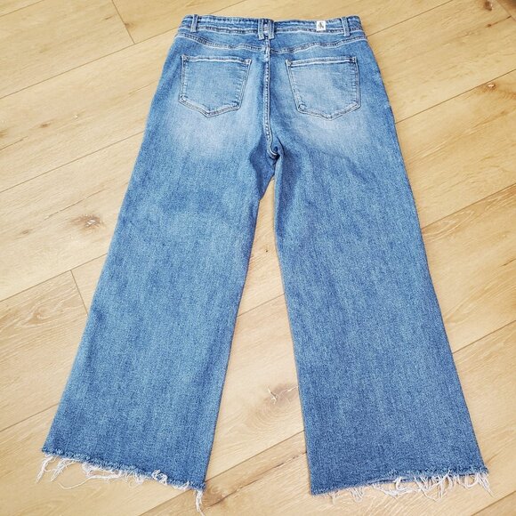 Altard State Jeans Womens Size 31 Blue Wide Leg High Rise Large Pockets Crop - Picture 9 of 13